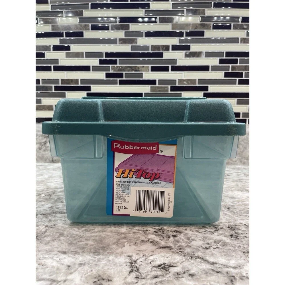 Vintage Rubbermaid  Hi Top Storage Box green  Container Plastic